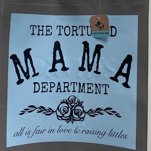 New Upcycled Hand Printed The Tortured Mama Department Shopper Tote Bag - Picture 2 of 4